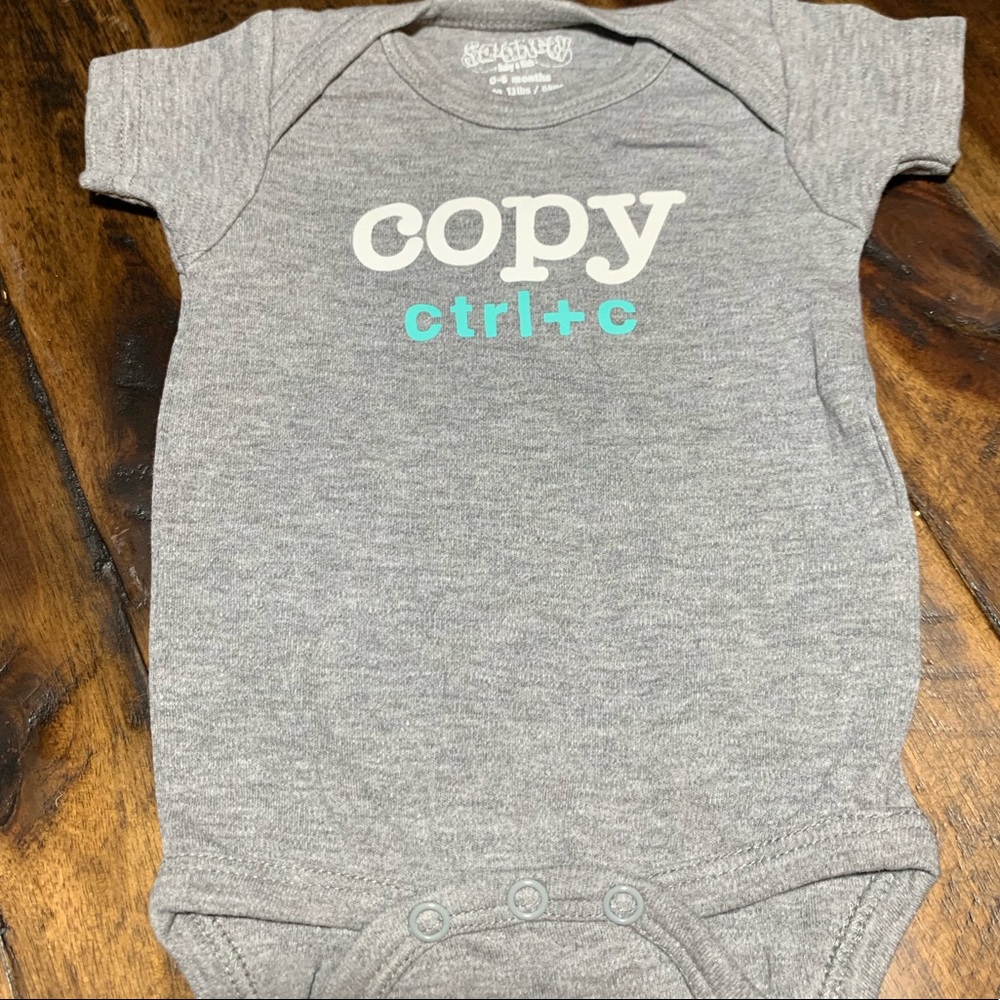 Sara Kety grey copy ctrl + c bodysuit 0-6m